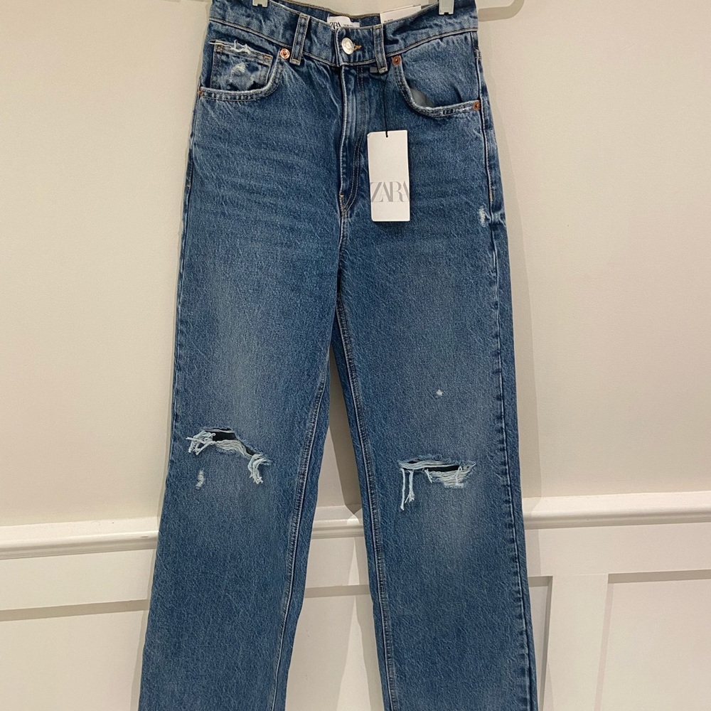 ZARA Hi-Rise Full Length Wide Leg Jeans